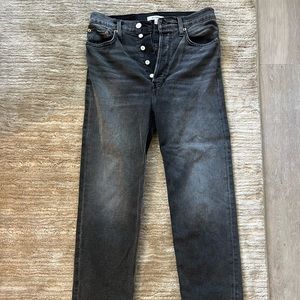 Re/Done High Rise Stove Pipe Jeans in Washed Black sz 29